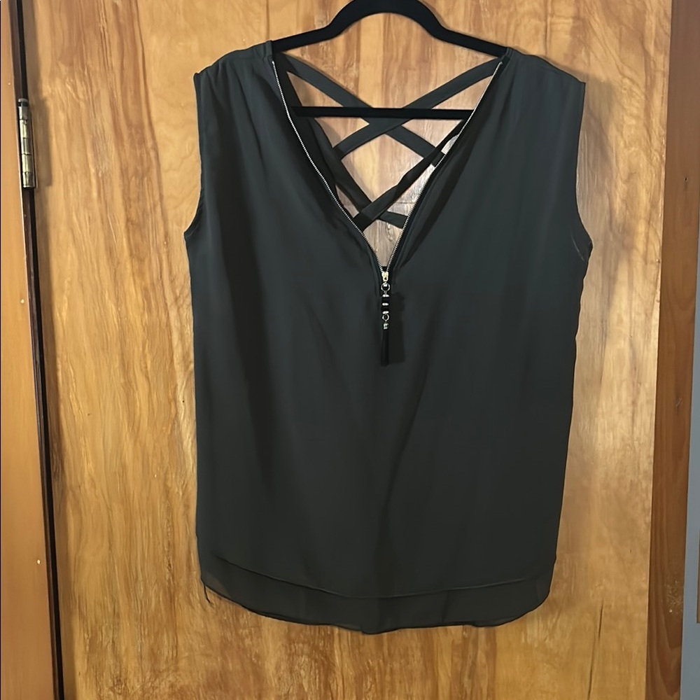 Black Sleeveless Top with Crisscross Back